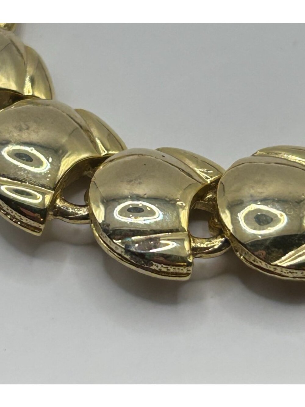 Vintage Necklace Gold Tone Chunky Crescent Link 18” Statement Jewelry Retro MCM - Picture 13 of 13